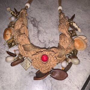 Vintage Unique Woven Vintage Handmade Choker Charm Necklace Maximalism Art Rare